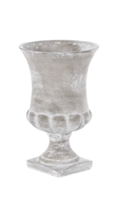 Pedestal Garden Urn in whitewashed grey