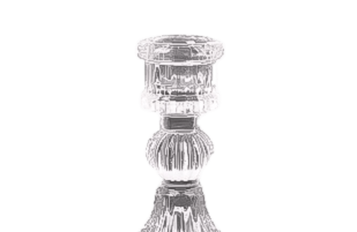 A fluted glass candlestick